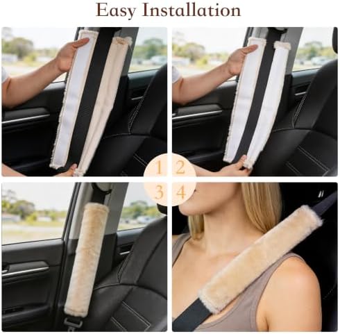 Amooca 2-Pack Soft Furry Universal Seatbelt Cover Car Shoulder Pad - Image 4