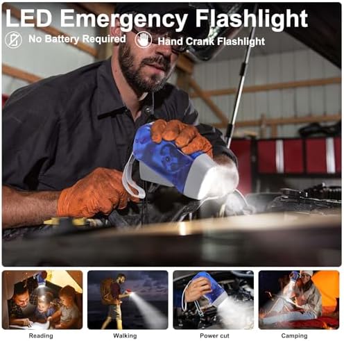 4 Pack Hand Crank Emergency Flashlight, No Battery Required, 3 LED Lights - Image 3