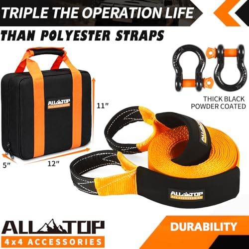 ALL-TOP Extreme Duty Tow Strap Recovery Kit: 4inch x 30ft 100% Nylon and 22% - Image 5