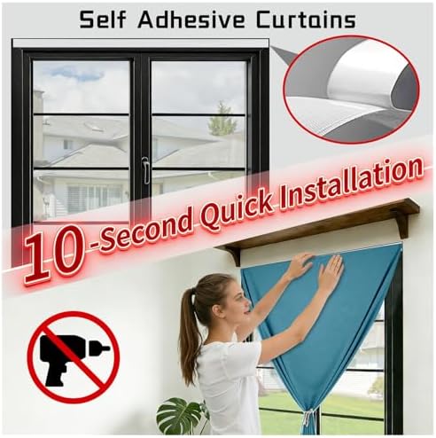 100% Blackout French Door Curtain- Privacy Thermal Insulated Door Window Curtain - Image 3