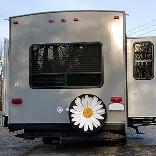 White Daisy Spare Tire Cover Dust-Proof Wheel Tire Cover Fit Trailer, SUV and - Image 6