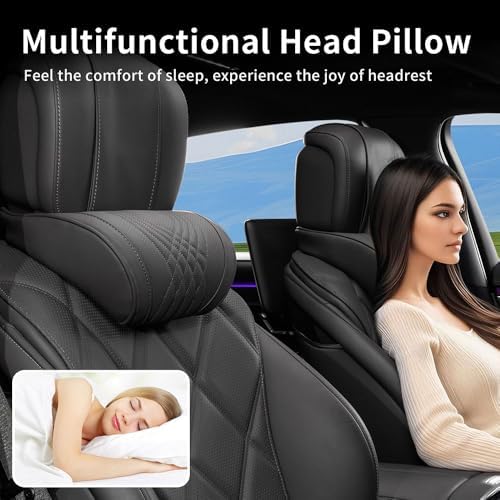 Car Neck Pillow for Driving Headrest Memory Foam Black, 2 Packs - Image 6