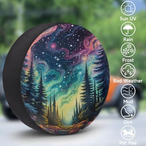Forest Galaxy Rainbow Spare Tire Cover Waterproof Dust-Proof Spare Wheel Covers - Image 3