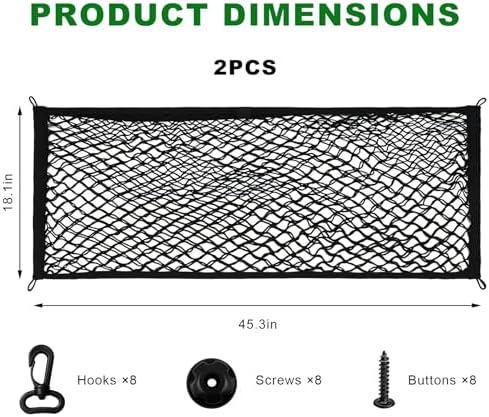 2 PCS Car Rear Cargo Net, Adjustable Elastic Trunk Storage Net - Image 2