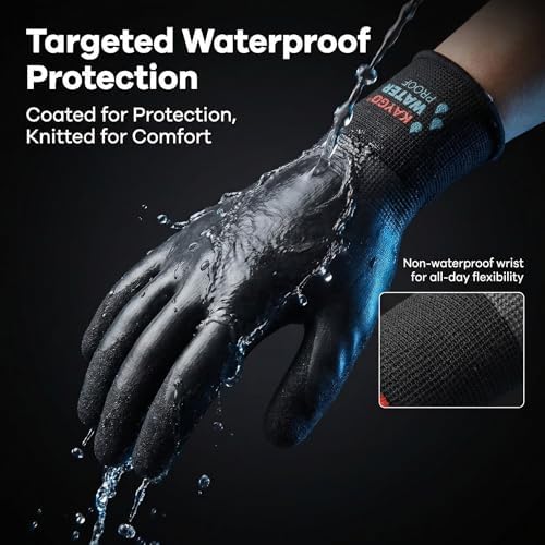 KAYGO Waterproof Work Gloves, Non-Slip Double Latex Coated - Image 3