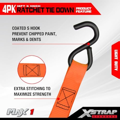 XSTRAP STANDARD 4-PK Ratchet Tie Down Straps - Image 5
