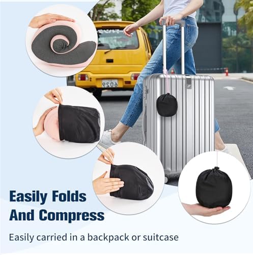 Cirorld Neck Pillow for Traveling, Travel Pillows for Airplanes Light Pink - Image 6