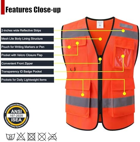 Safety Vest for Men Women Hi Vis Vest - Image 2