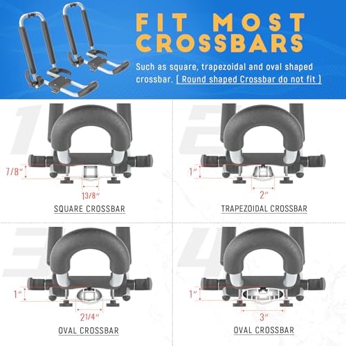 2 Pair J-Bar Foldable Aluminum Kayak Rack Roof Top Mount - Image 5