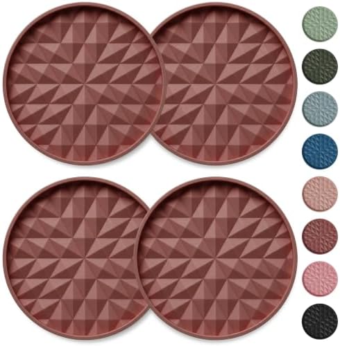 Silicone Car Coasters Set of 4, 2.75" Cup Holder Mats by Wingcases