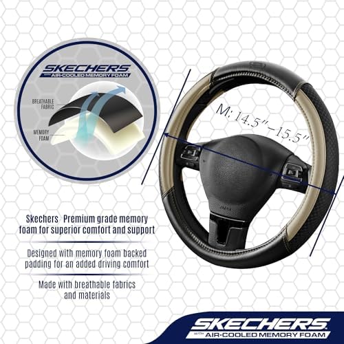 Skechers Air-Cooled Steering Wheel Cover, Leather Car Steering Wheel Cover - Image 4