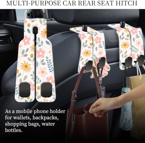 PU Leather Car Seat Hook, Storage Headrest Hanger, Cute Car Backseat Organizer - Image 3