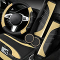 NBTEPEM 6 Pcs Beige Steering Wheel Cover Set, Sport Microfiber Leather Steering by NBTEPEM