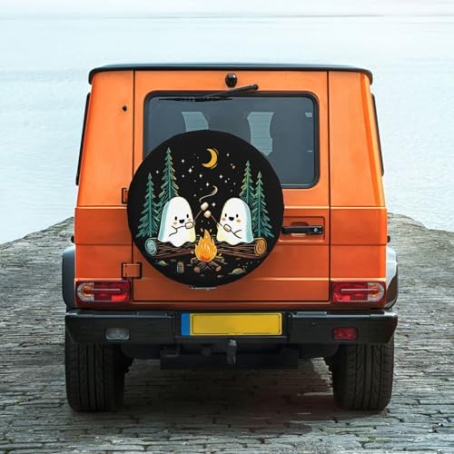 Ghost Roasting Marshmallows Spare Tire Cover Waterproof Wheel Cover 15 Inch - Image 2
