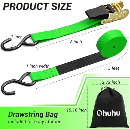 Ohuhu Ratchet Tie Down Straps 1" x 15' - Image 5