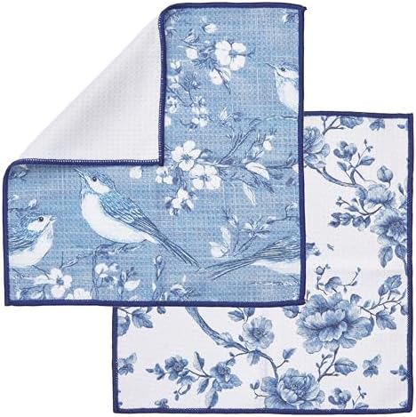 Ritz 6-Piece Birds & Branches Microfiber Dish Cloth Set – Classic Blue & White - Image 6