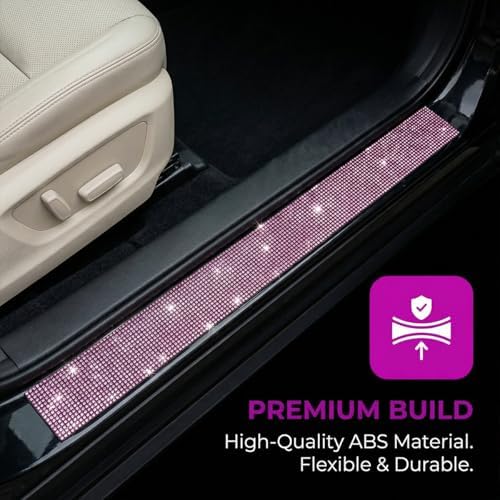 2PCS Bling Car Door Sill Protector, Shiny Crystal Rhinestone Door Edge Entry - Image 4