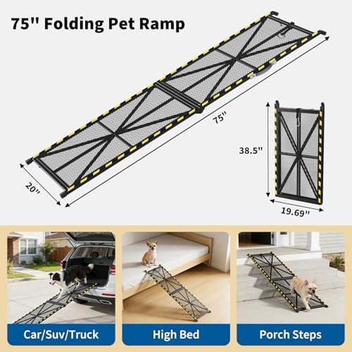 75" × 20" Vehicle Pet Ramp, Steel Dog Ramp - Image 2