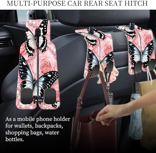 PU Leather Car Seat Hook, Storage Headrest Hanger, Cute Car Backseat Organizer - Image 3