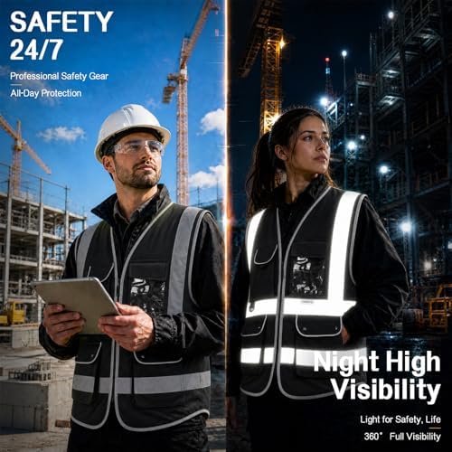 XIAKE Reflective Safety Vest for Men & Women High Visibility Class 2 Vest - Image 5