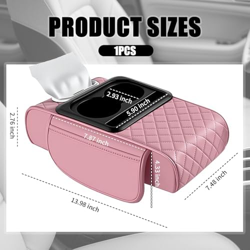 5-in-1 Car Center Console Cover, Leather Car Armrest Cover - Image 2