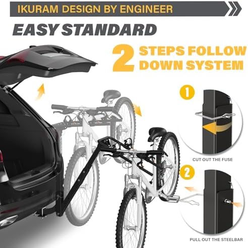 IKURAM R 2 Bike Hitch Mount Foldable Bicycle Carrier, Fits 2" Receiver - Image 5