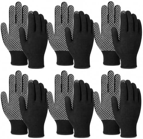 6 Pairs Work Gloves with Anti-Slip Grip Dots by Unknown
