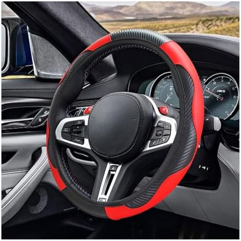 KITUREK 15" Car Steering Wheel Cover, Carbon Fiber Leather - Image 3