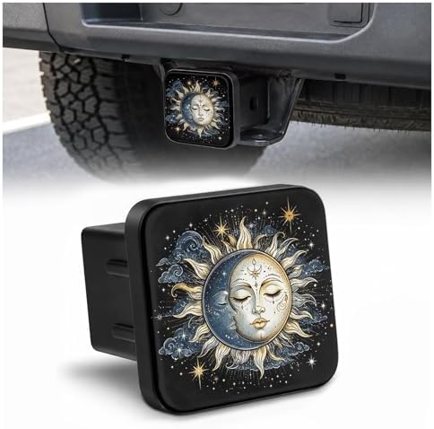 Vintage Sun and Moon Hitch Cover Receiver Tube Hitch Plug, Tool-Free Install by Unknown