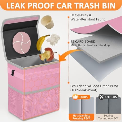 Vankor Car Trash Can with Lid Leak Proof Car Accessories - Image 3