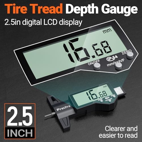 Preciva Tire Tread Depth Gauge & Brake Lining Gauge Set, Digital Tire Depth - Image 2