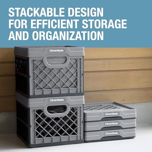 CleverMade Collapsible Milk Crate - 25L - Stone - Image 6