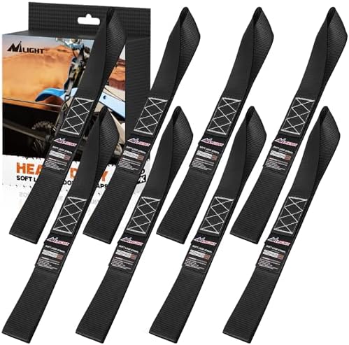 Nilight Soft Loop 1.7"x17" Motorcycle Tie Down Straps 12, 000LBS 8PK Black by Nilight