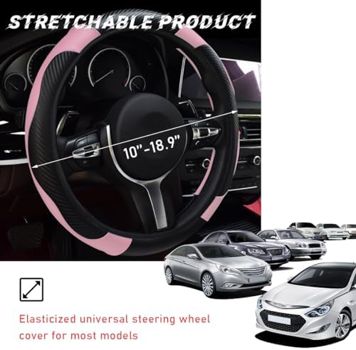 povtii Car Steering Wheel Cover, 15 Inch Leather Breathable Auto Steering Wheel - Image 2