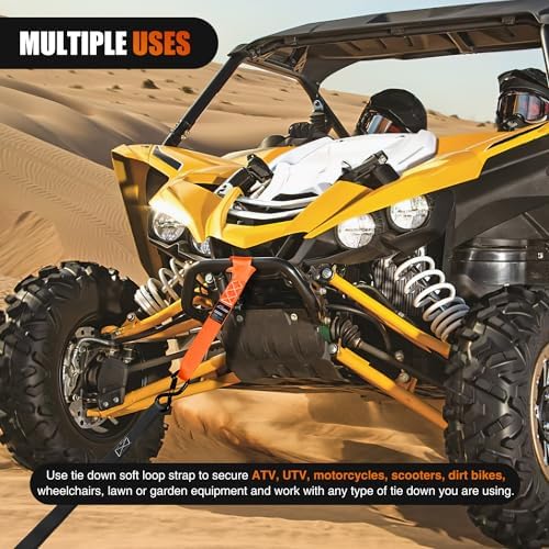 Nilight Soft Loop 1.7"x17" Motorcycle Tie Down Straps 12, 000LBS 8PK Orange - Image 7