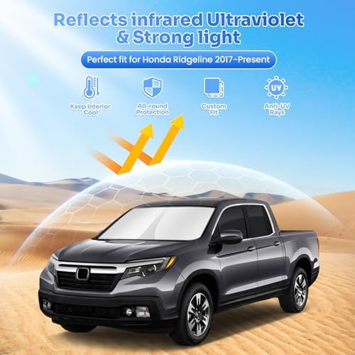 Canvcle Window Shades for 2017-2026 Honda Ridgeline Accessories Windshield Sun - Image 2