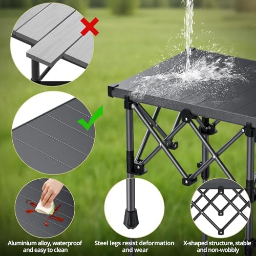 Anbte Roll Up Camping Table, Adjustable Height Max 27.5", 20” x 16” - Image 5