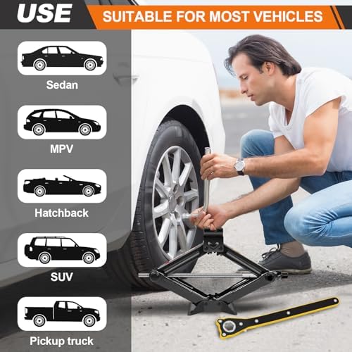 HSHa Car Jack Kit Scissor Jack for Car 2 Ton, 4.33"-15.35" Lifting Range - Image 4