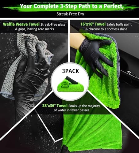 YeewayVeh 3-Pack Drying Towel Set, 1400 GSM Ultra Absorbent - Image 2