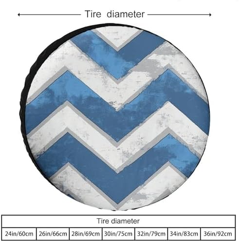 Camping Spare Tire Cover Blue and White Chevron Waterproof Polyester Wheel - Image 2