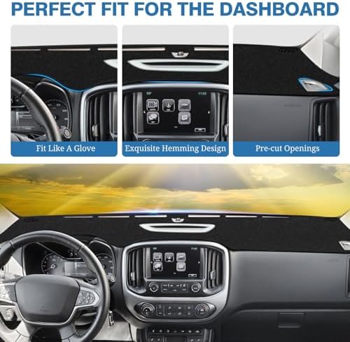 FIILINES Dash Cover for 2015-2022 Chevy Chevrolet Colorado, Dashboard Mat Exact - Image 4