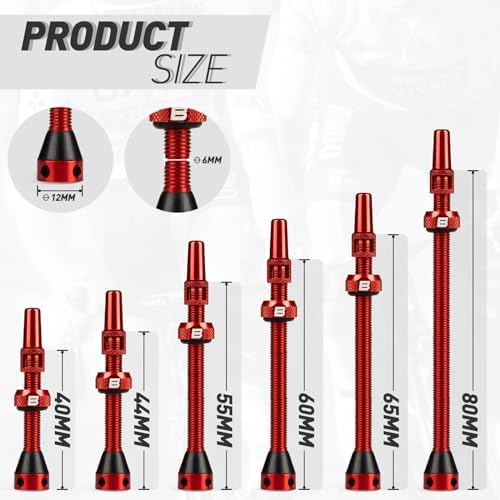 BWSHLF Tubeless Presta Valve Stem 40/44/55/60/65/80/100 mm, Super Light Alloy - Image 5