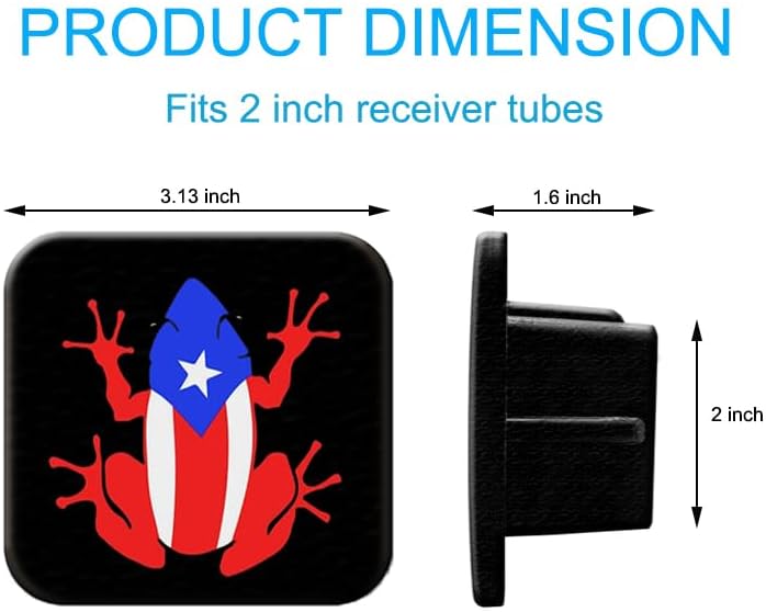 2 Inch Puerto Rico Coqui Frog Trailer Hitch Tube Cover Plug Cap, Tow Hitch - Image 4