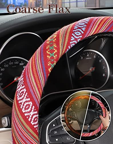 SEG Direct Boho Steering Wheel Cover, Baja Blanket Cloth, Coarse Flax - Image 4