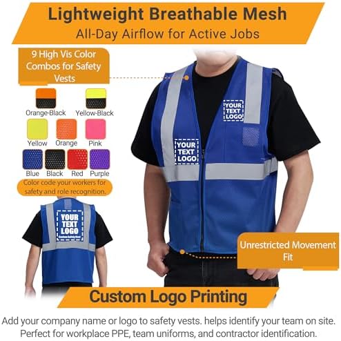 AYKRM 2 Pocket Mesh High Visibility Reflective Safety Vest - Image 3