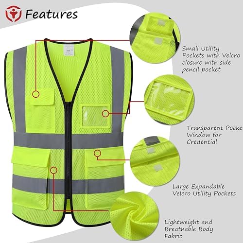 Reflective Safety Vest for Men Women Construction Vest ANSI Standard AP1 - Image 3