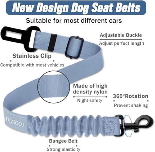 COOYOO Dog Seat Belt, Retractable Dog Car Harness Seat Belt - Image 3