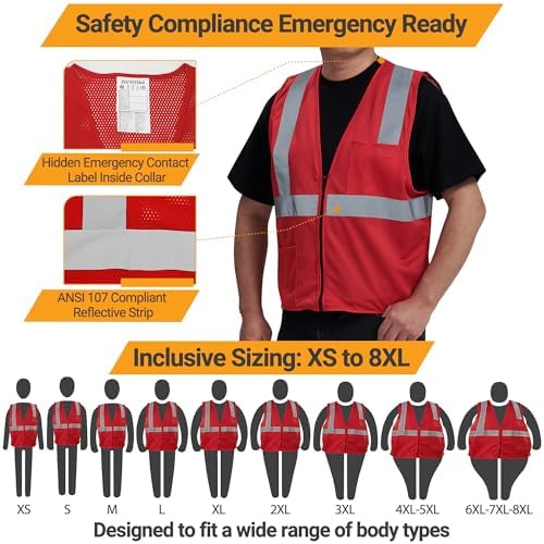 AYKRM 2 Pocket Mesh High Visibility Reflective Safety Vest - Image 5
