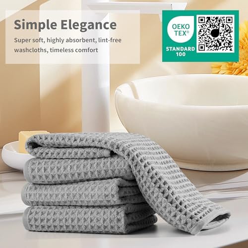 Microfiber Waffle Face Towels, 4 Pieces, Fast Drying, Lint Free 430 GSM - Image 6