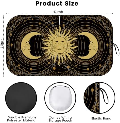 Windshield Sun Shade, Reflective Car Sunshade Blocks Heat, 57 x 31.5 in - Image 2